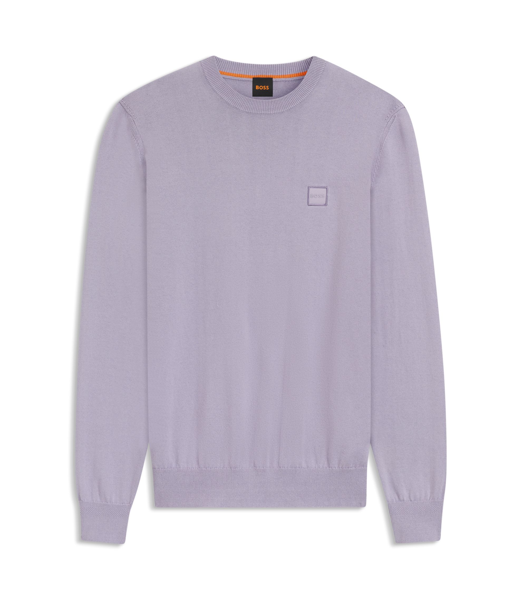 BOSS - Logo-patch sweater in a cotton blend with cashmere - Light