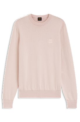 Cotton-blend sweater with logo patch