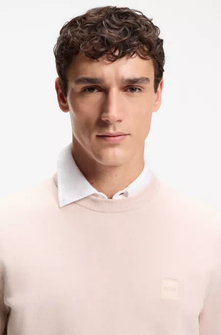 Logo-patch sweater in a cotton blend with cashmere