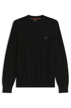 Cotton-piqué sweater with logo patch