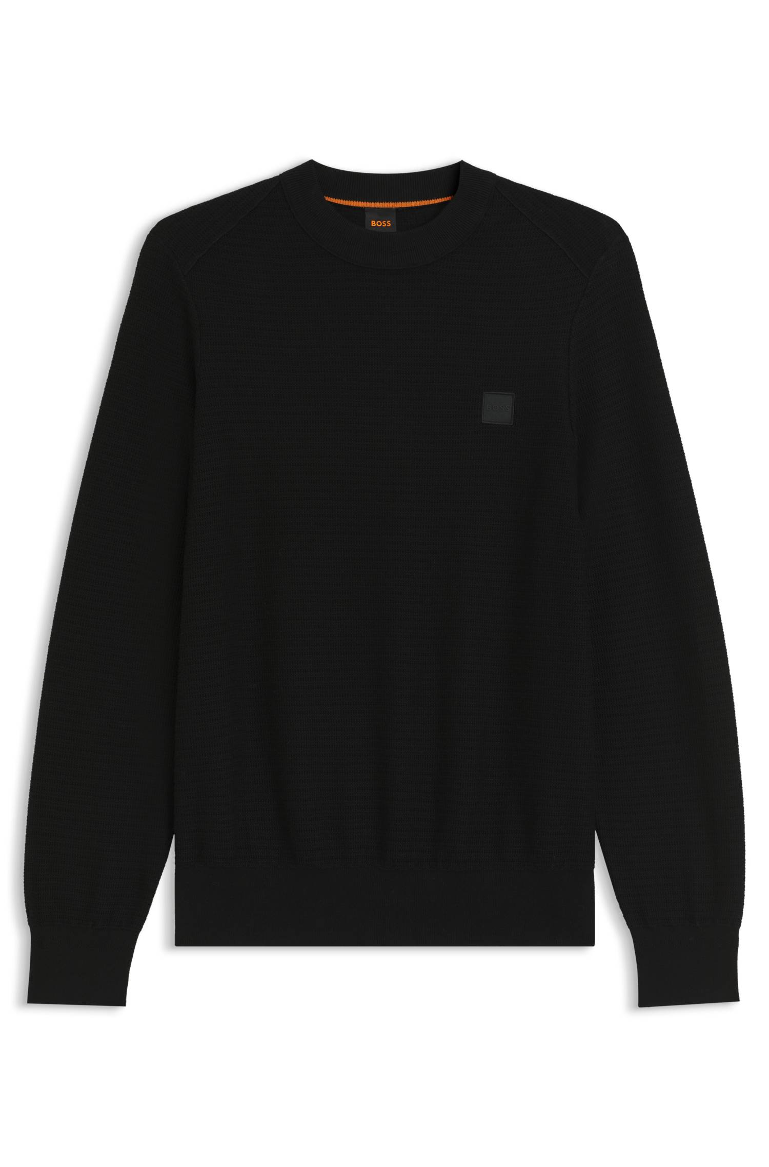 Boss Cotton-piqué sweater with logo patch stickade tröjor herr – bild 4
