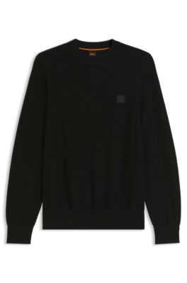 Pull structuré en coton et cachemire avec patch logoté