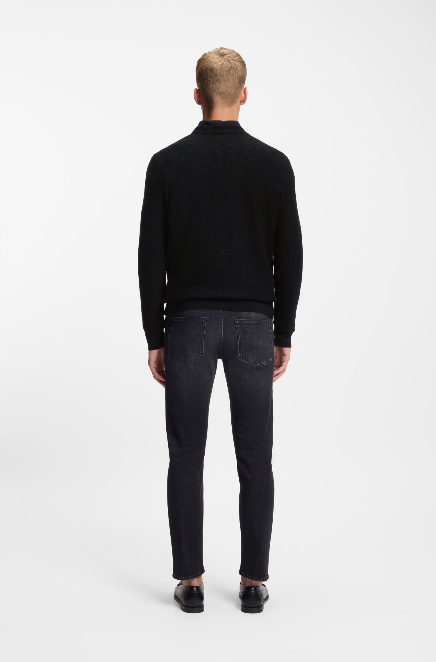 Boss Cotton-piqué sweater with logo patch stickade tröjor herr – bild 3