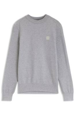 Boss Cotton-piqué sweater with logo patch stickade tröjor herr – bild 4