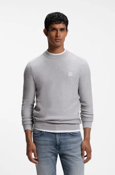 Cotton-piqué sweater with logo patch