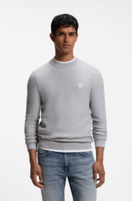 Cotton-piqué sweater with logo patch