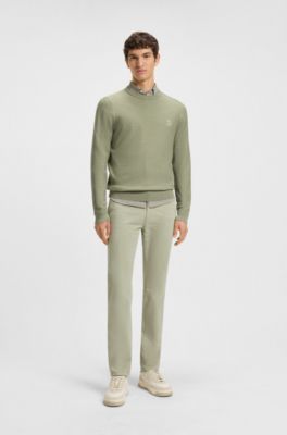 Cotton-piqu&eacute; sweater with logo patch, Light Green