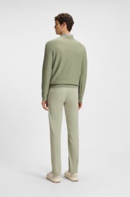 Cotton-piqu&eacute; sweater with logo patch, Light Green