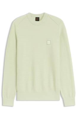 Cotton-piqué sweater with logo patch 1