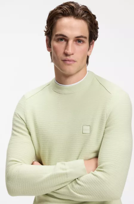 Cotton-piqué sweater with logo patch