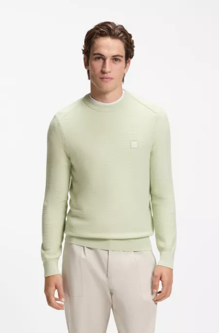 Cotton-piqué sweater with logo patch