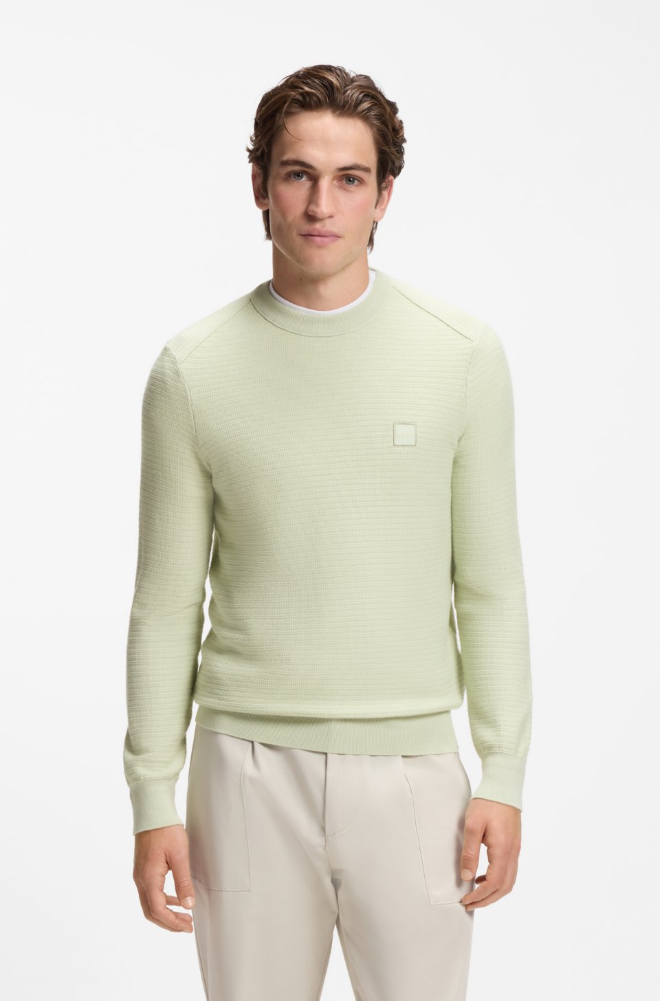 Cotton-piqué sweater with logo patch