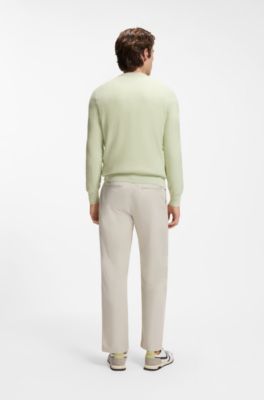 Cotton-piqu&eacute; sweater with logo patch, Light Green