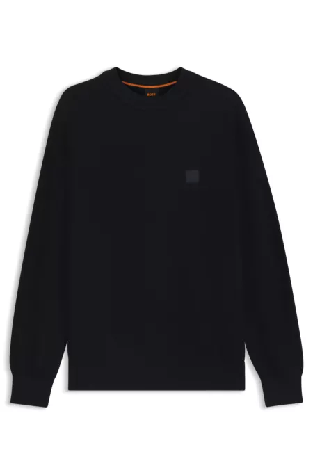 Cotton-piqué sweater with logo patch