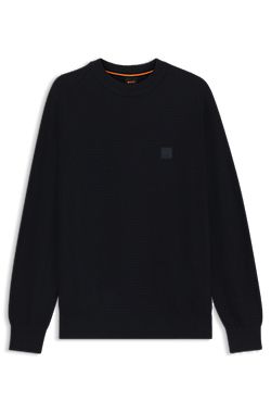 Cotton-piqué sweater with logo patch