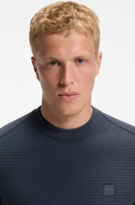 Pull en coton piqué avec écusson à logo
