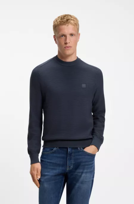 Pull en coton piqué avec écusson à logo