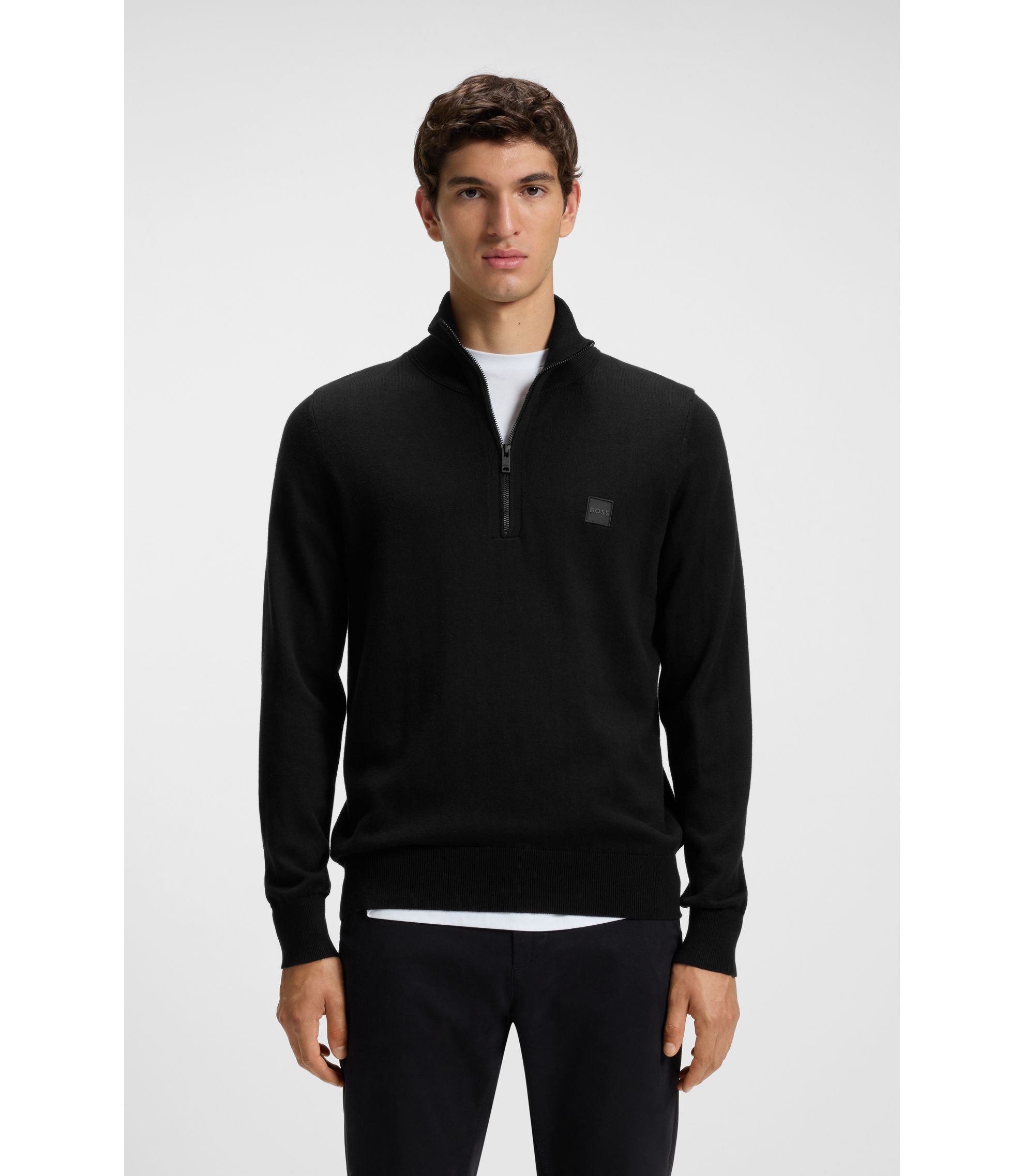 【現行タグ・カシミヤ】HUGO BOSS　スタンドカラーコート　裏地ロゴ総柄XL 現行タグ・カシミヤ】HUGO BOSS スタンドカラーコート 裏地ロゴ