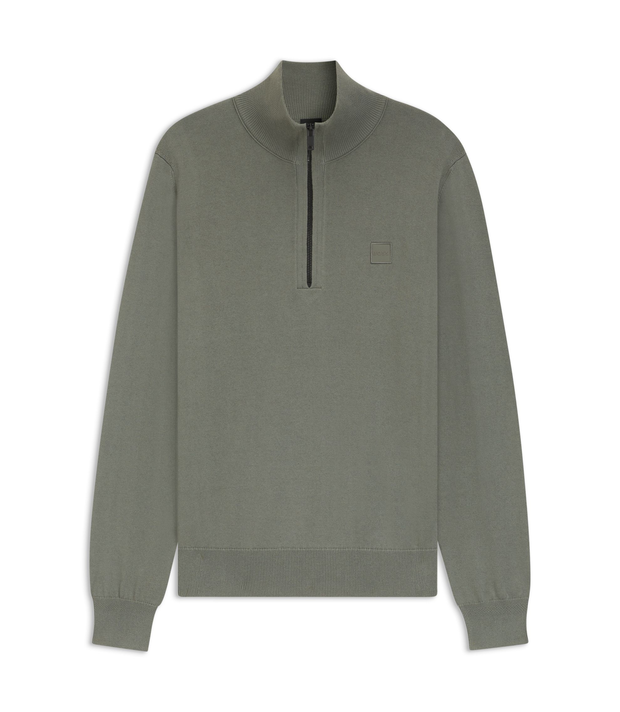 BOSS - ジップネックセーター コットン/カシミア - グレー
