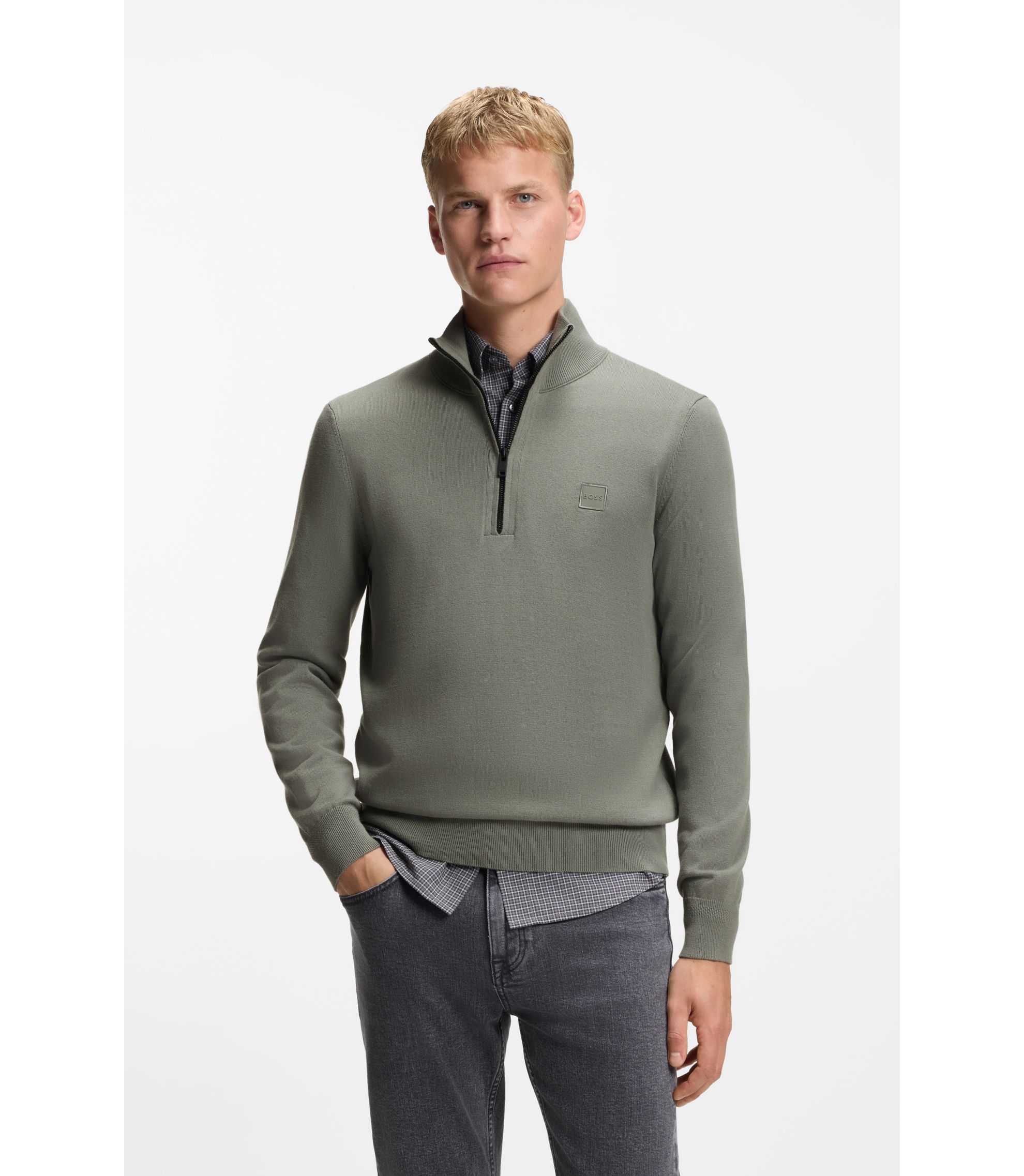 Pullover aus Baumwolle und Kaschmir mit Troyerkragen