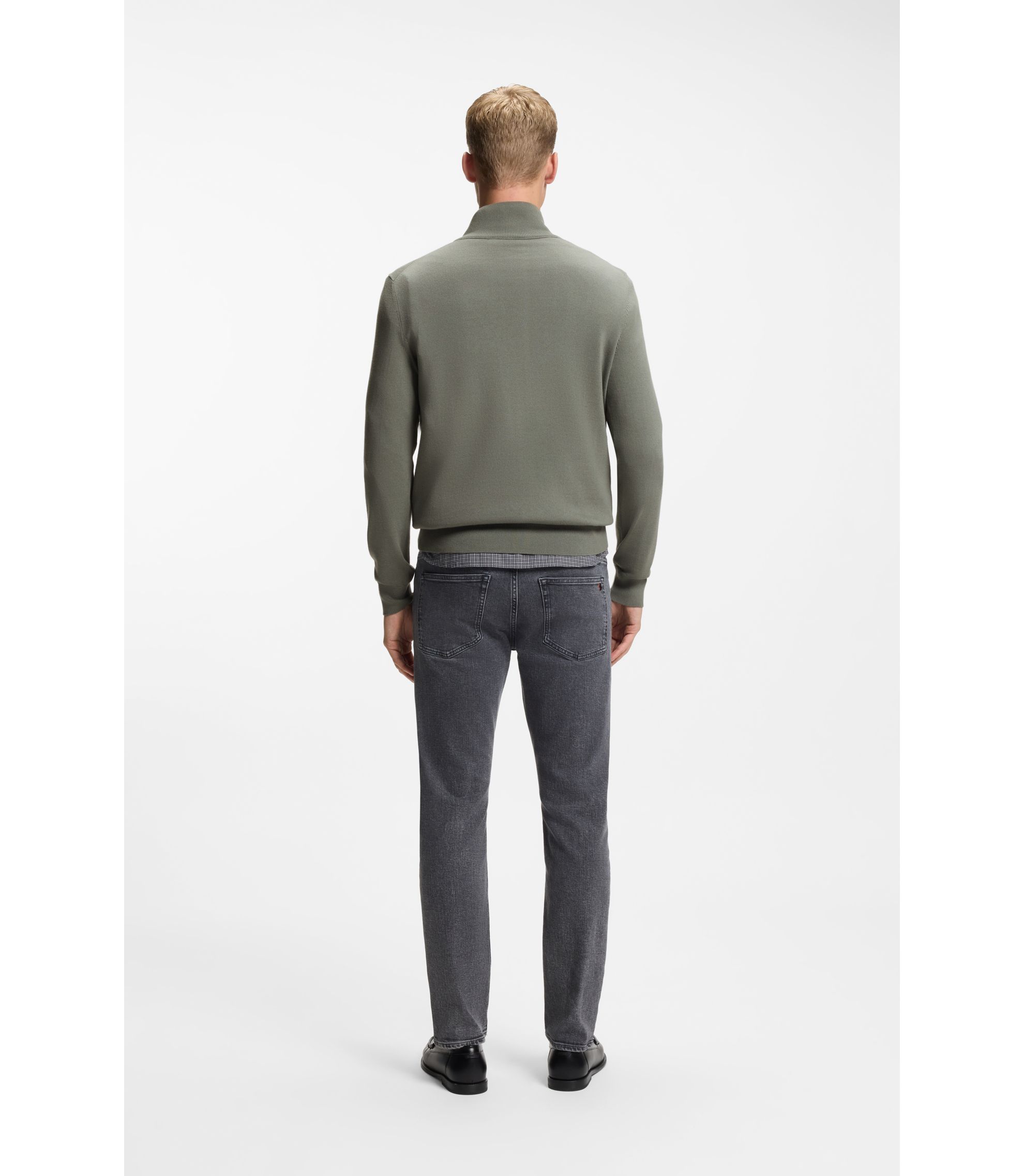 BOSS - ジップネックセーター コットン/カシミア - グレー