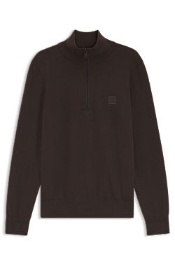 Cotton-cashmere sweater with zip collar