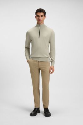 Pullover aus Baumwolle und Kaschmir mit Troyerkragen, Natur