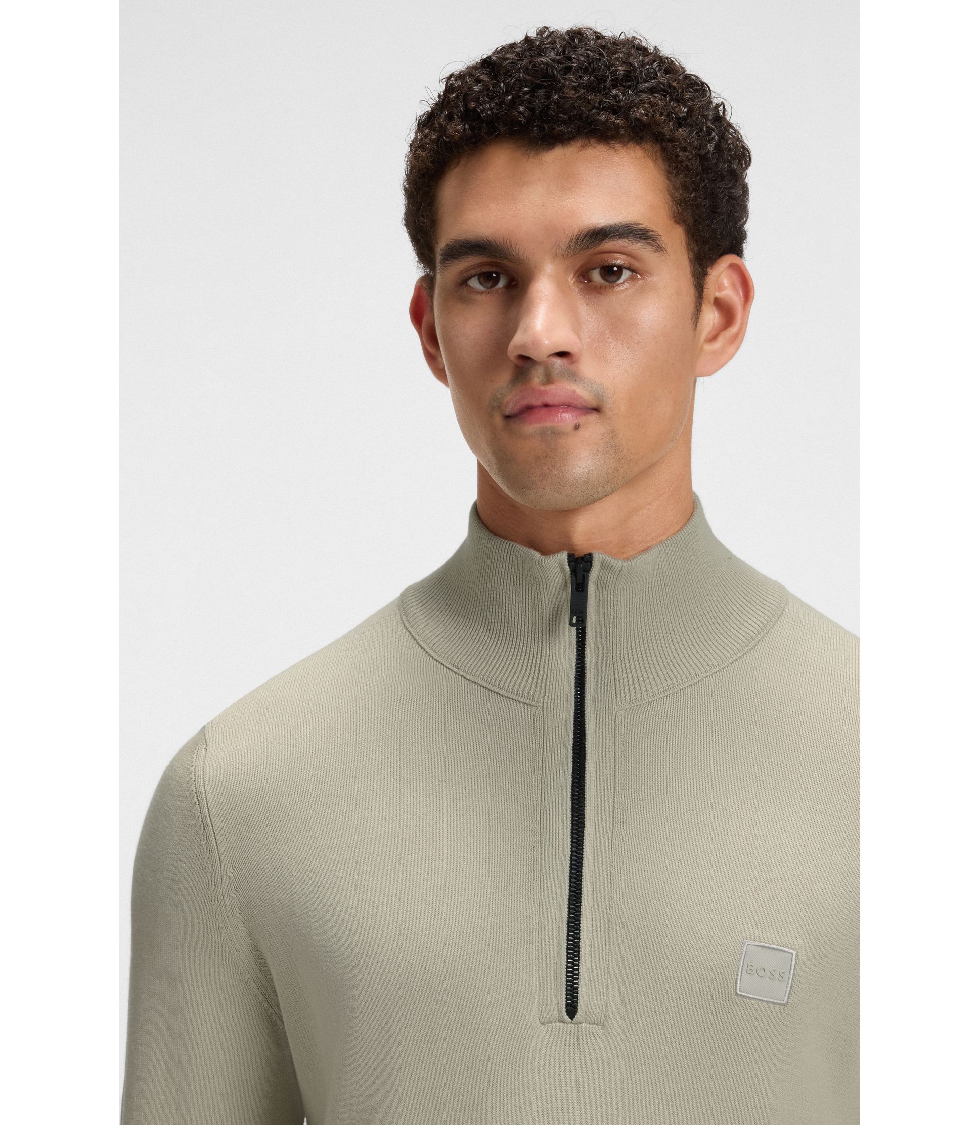 BOSS ハーフジップセーター サイズS BOSS - ジップネックセーター コットン/カシミア - ナチュラル