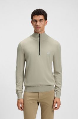 Pullover aus Baumwolle und Kaschmir mit Troyerkragen, Natur