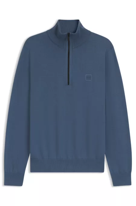 Cotton-cashmere sweater with zip collar