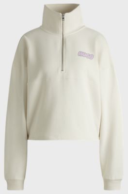 Cotton-terry sweatshirt with seasonal logo graphics, Natural