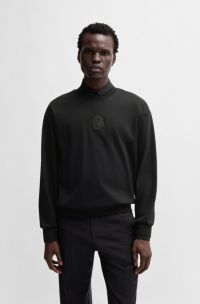 Cotton sweatshirt in relaxed fit with Double B monogram, Black