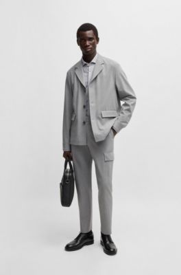 Camisa slim fit en punto piqu&eacute; de algod&oacute;n, Gris claro