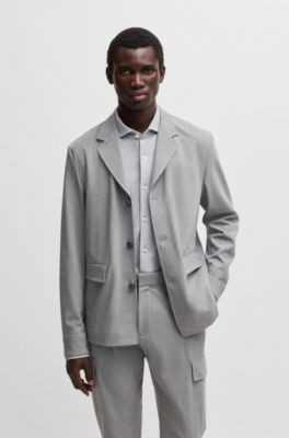 Slim-fit shirt in cotton-piqu&eacute; jersey, Light Grey