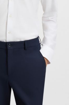 Slim-fit shirt in cotton-piqu&eacute; jersey, White