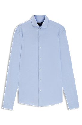 Slim-fit shirt in cotton-piqué jersey
