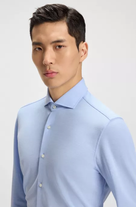 Slim-fit shirt in cotton-piqué jersey