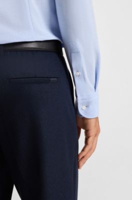 Slim fit-skjorta i pik&eacute;v&auml;vd bomullsjersey, Ljusbl&aring;