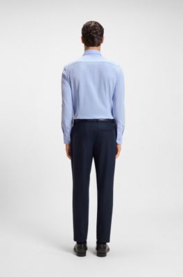 Slim-fit shirt in cotton-piqu&eacute; jersey, Light Blue