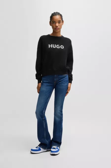 Relaxed-fit sweater with crew neck and sparkle logo