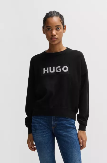 Relaxed-fit sweater with crew neck and sparkle logo