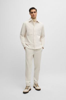 Relaxed-fit shirt in corduroy with Kent collar, White