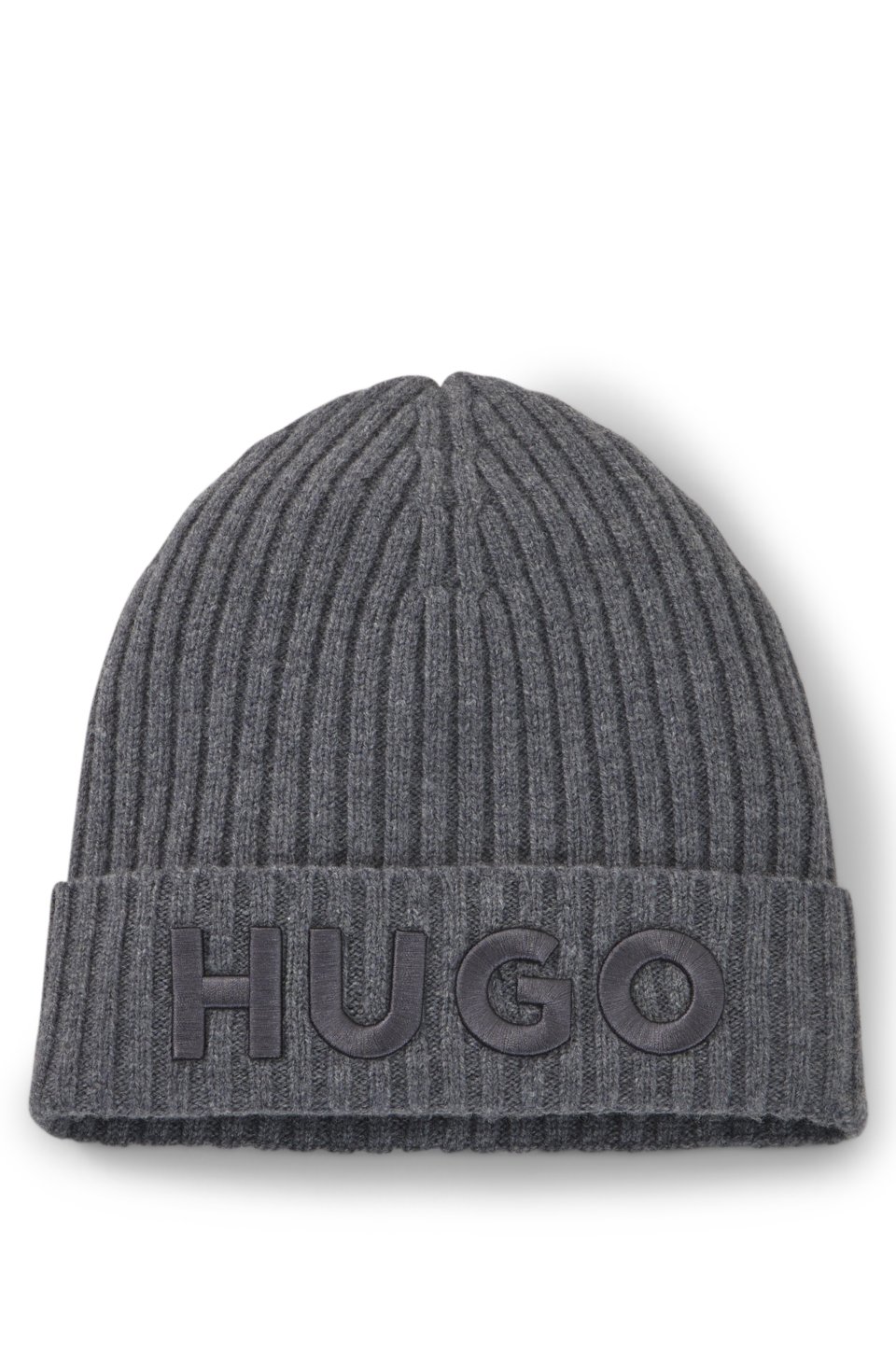 Virgin-wool beanie hat with embroidered logo