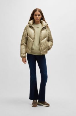 Water-repellent puffer jacket with drawcords, Beige