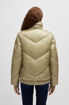 Water-repellent puffer jacket with drawcords, Beige