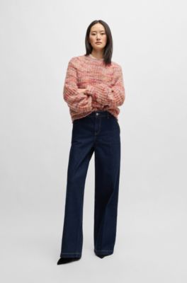 Alpaca-blend relaxed-fit sweater with multicoloured yarns, Patterned