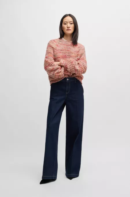 Alpaca-blend relaxed-fit sweater with multicoloured yarns