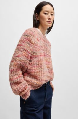 Alpaca-blend relaxed-fit sweater with multicoloured yarns, Patterned