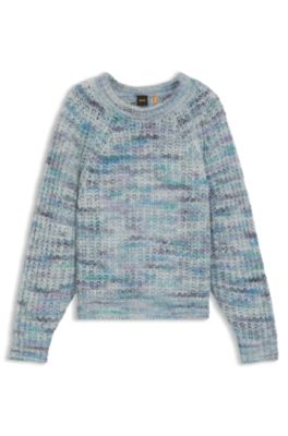 Alpaca-blend relaxed-fit sweater with multicoloured yarns, Patterned