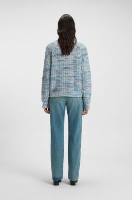 Alpaca-blend relaxed-fit sweater with multicoloured yarns, Patterned